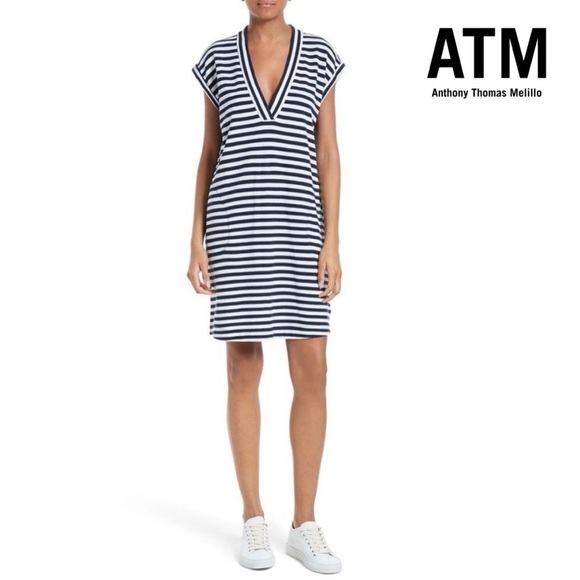 ATM Anthony Thomas Mellilo Pima Stripe Shift Dress - Picture 1 of 14